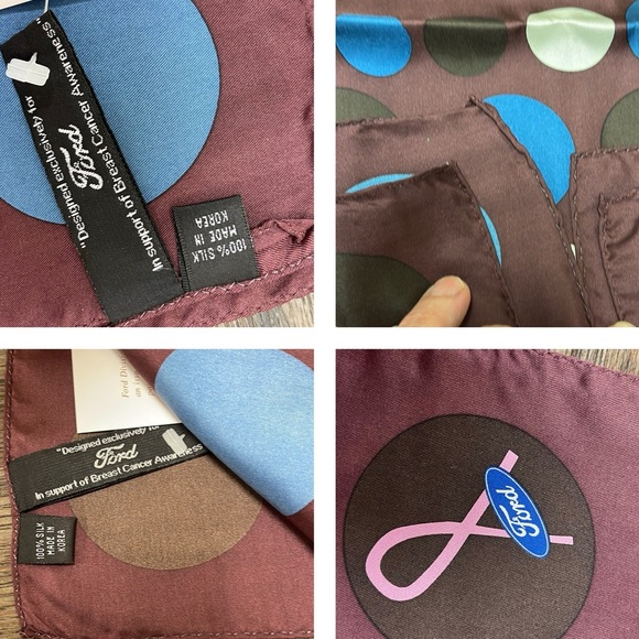 Breast Cancer Awareness Scarf Maroon Leonello Borghi Polka Dots by Ford 55x10.5” - Picture 8 of 16